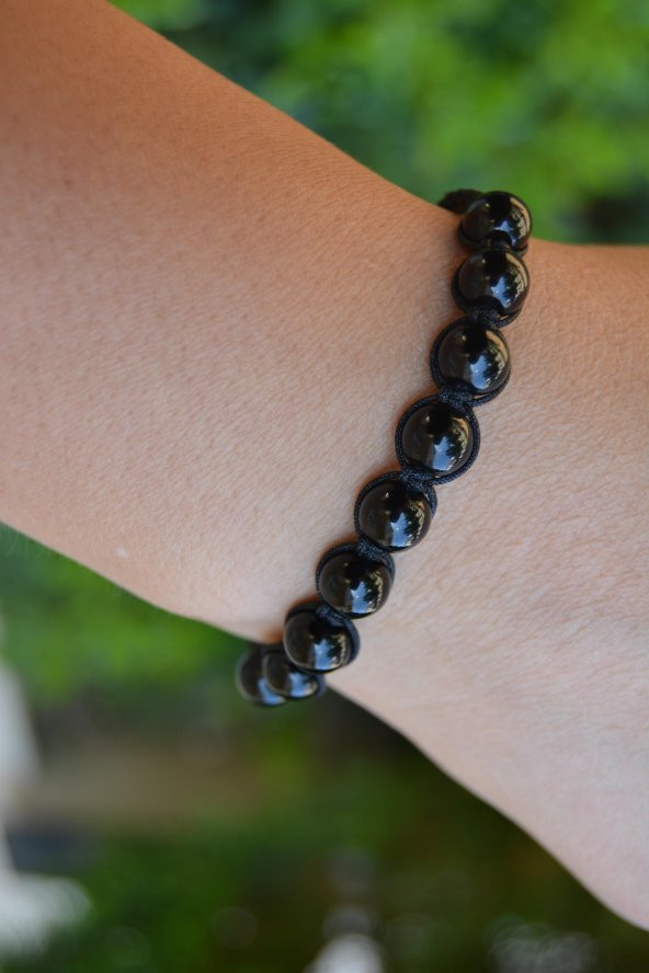 STONEAGE Oniks Taşlı Siyah Makrome Bay Bayan Bileklik - 2