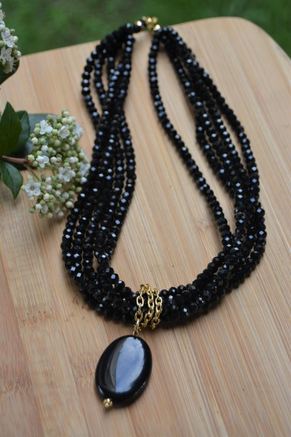 STONEAGE Oniks Doğal Taş Tasarım Bayan Kolye - Resim 2