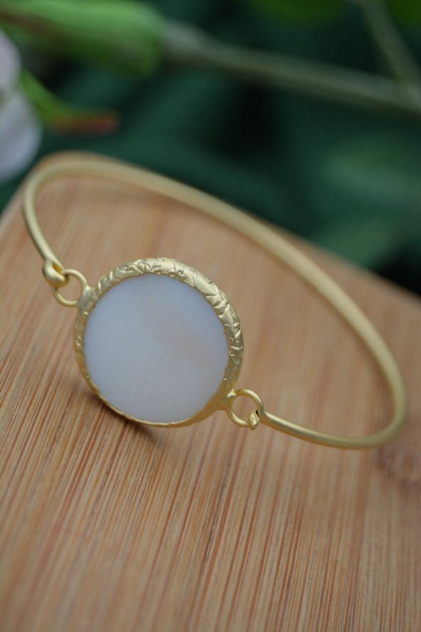 STONEAGE Bayan Bileklik Altın Kaplama Sedef Taşlı Bilezik - Resim 2