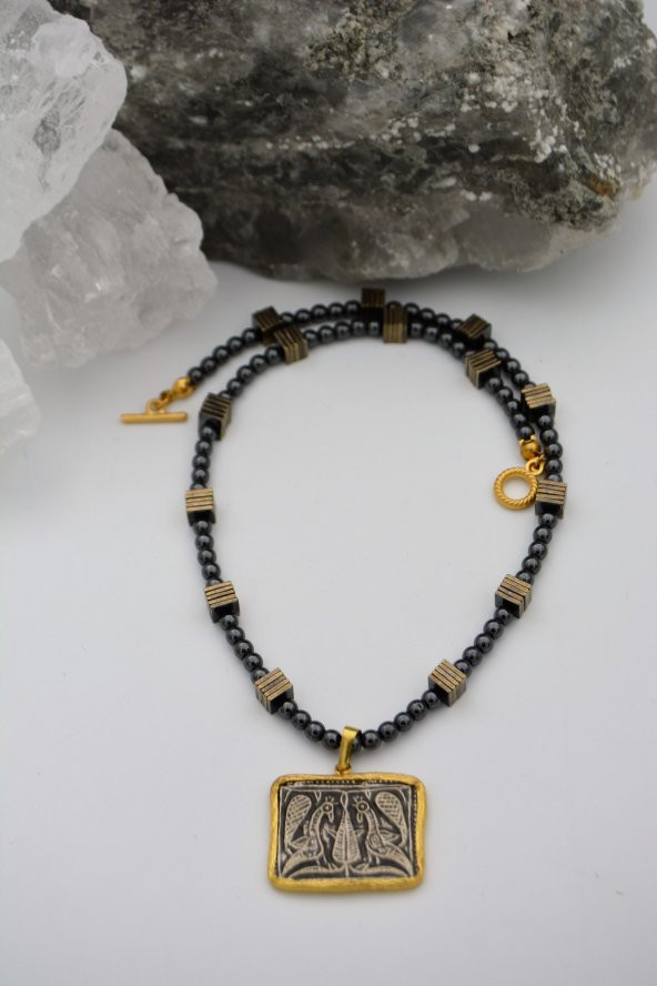 STONEAGE Hematit Taşlı Tasarım Şifa Kolyesi - 5