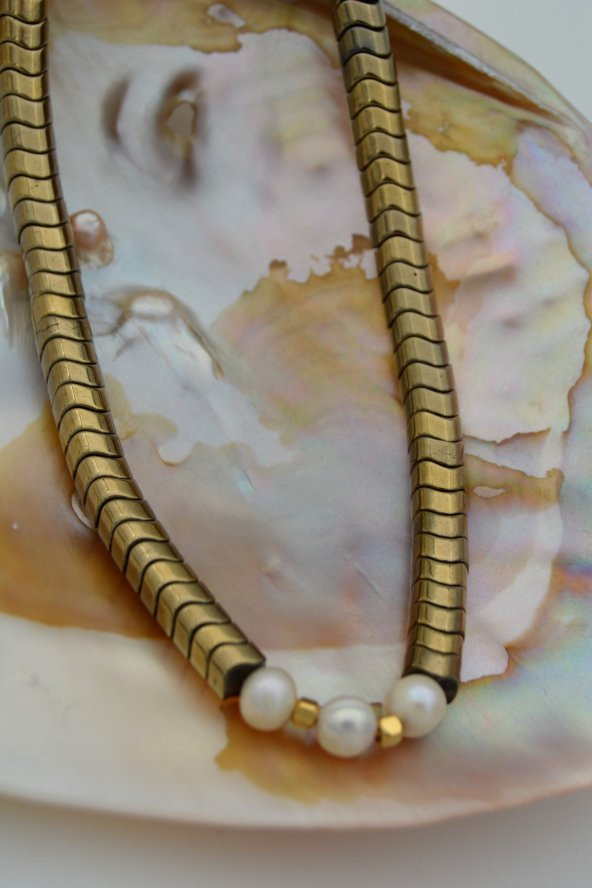 STONEAGE Hematit ve İnci İle Tasarlanan Şifa Kolyesi - Resim 2