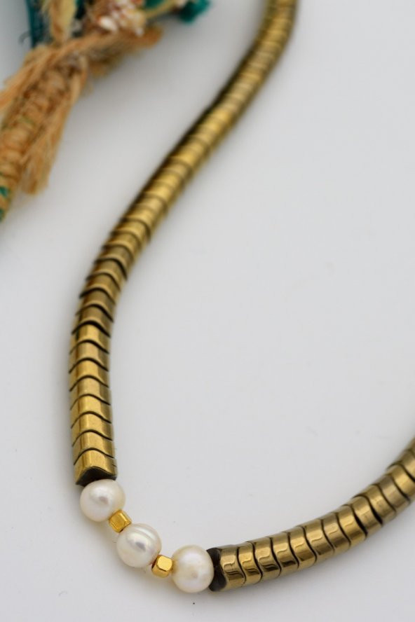 STONEAGE Hematit ve İnci İle Tasarlanan Şifa Kolyesi - Resim 3