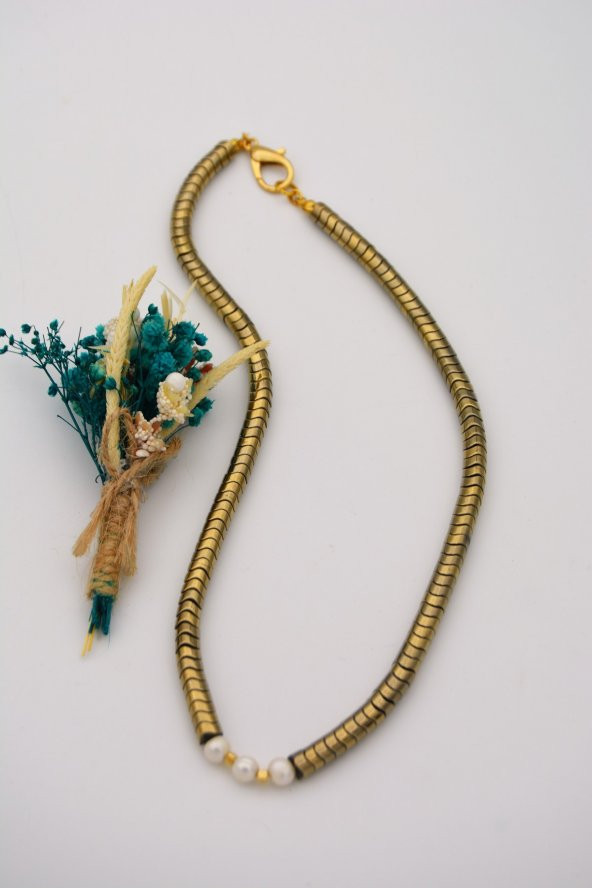 STONEAGE Hematit ve İnci İle Tasarlanan Şifa Kolyesi - Resim 5