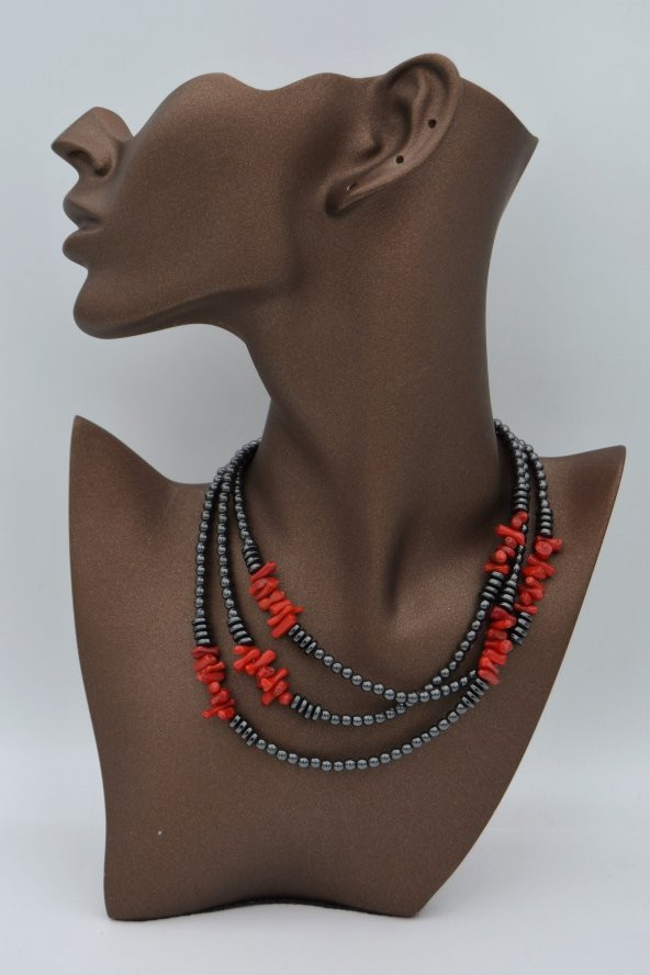 STONEAGE Hematit Mercan Gemici Kilit Nazar ve Şifa Kolyesi - Resim 5