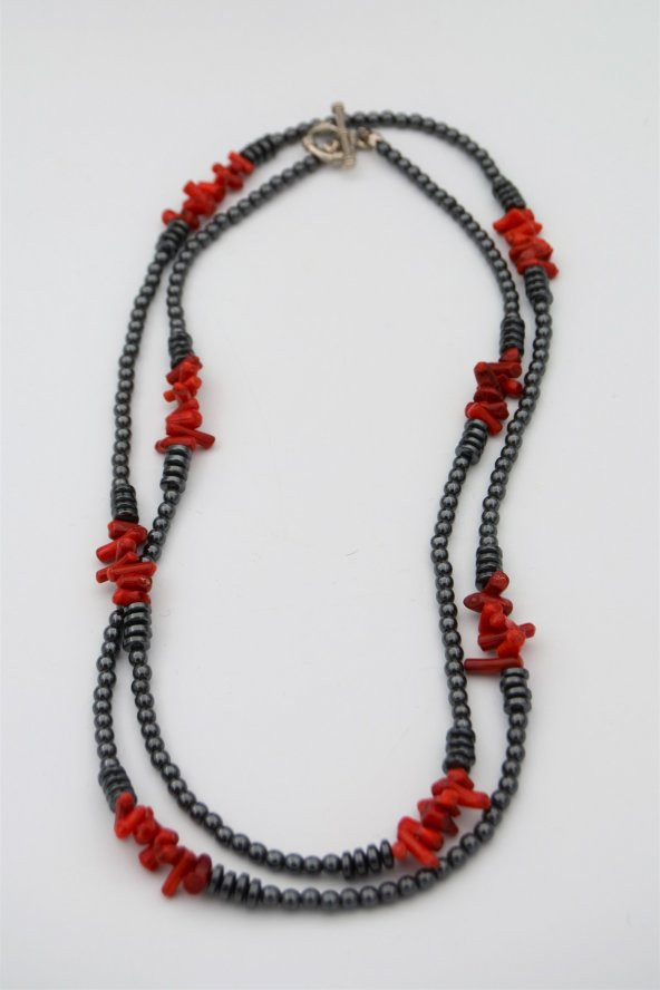 STONEAGE Hematit Mercan Gemici Kilit Nazar ve Şifa Kolyesi - Resim 6