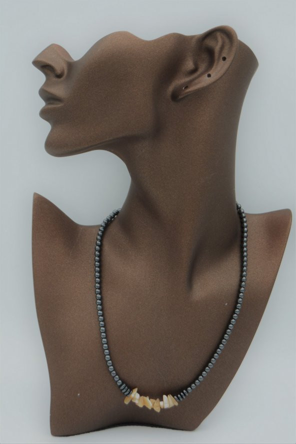 STONEAGE Gerçek Sedef Hematit ve T Kilit Taşı Şifa Kolyesi - Resim 2