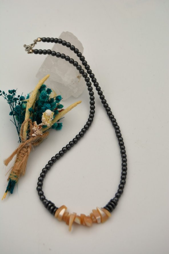 STONEAGE Gerçek Sedef Hematit ve T Kilit Taşı Şifa Kolyesi - Resim 3