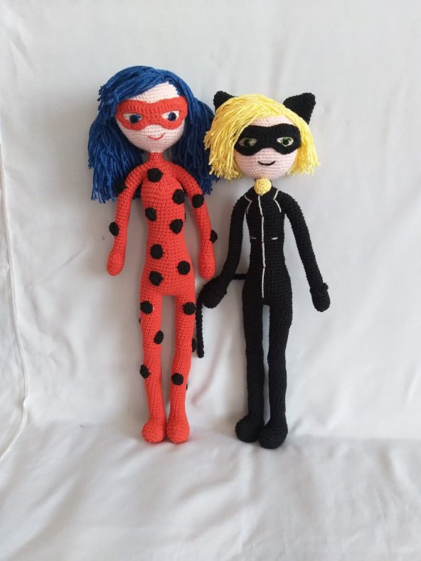 Mucizevi Uğur Böceği ve Kara Kedi Amigurumi Organik Oyuncak