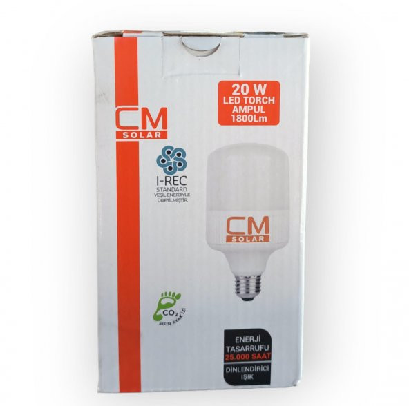 CMSOLAR 20 W Led Torch Ampul E27 Duy 6500K Beyaz Işık 1800 Lümen - 2