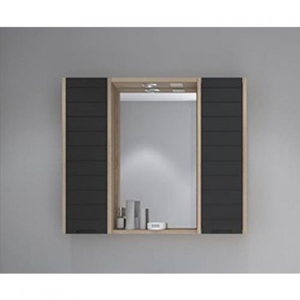 Denko Mostar 90 cm MDF Lake Aynalı Banyo Dolabı Üst Modül-Siyah