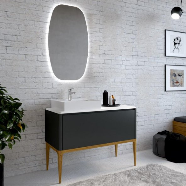 Denko Selanik 105 cm MDF Füme Banyo Dolabı Aynalı Üst Modülü - 2