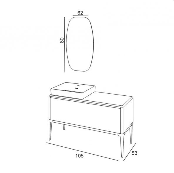 Denko Selanik 105 cm MDF Füme Banyo Dolabı Aynalı Üst Modülü - 3