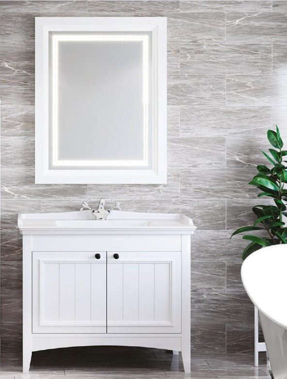 Denko Helena 100 cm MDF Beyaz Banyo Dolabı Aynalı Üst Modülü - 2
