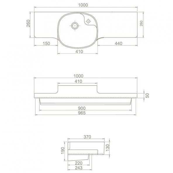 Turkuaz Cerastyle Harmony Etajerli Lavabo 100x37,5 cm (Soldan Hazneli) - 3
