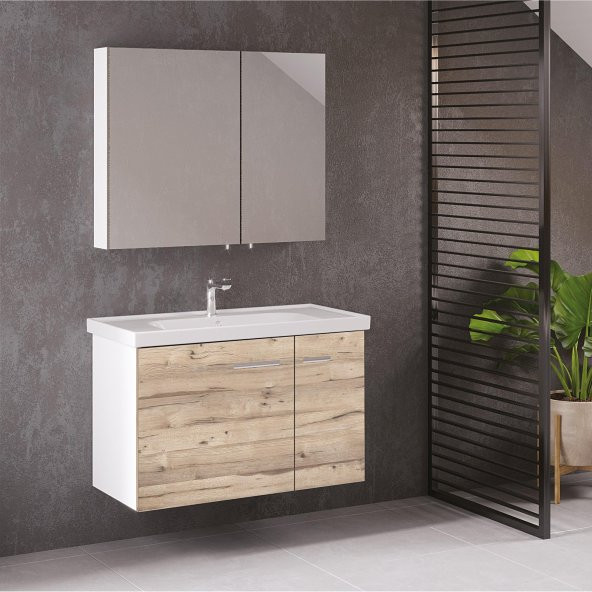 DENKO Terra 90 cm MDF Alize Banyo Dolabı Aynalı Üst Modülü - 2