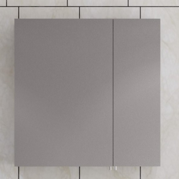 Denko Royal 90cm MDF Antrasit Gri Banyo Dolabı Aynalı Üst Modül