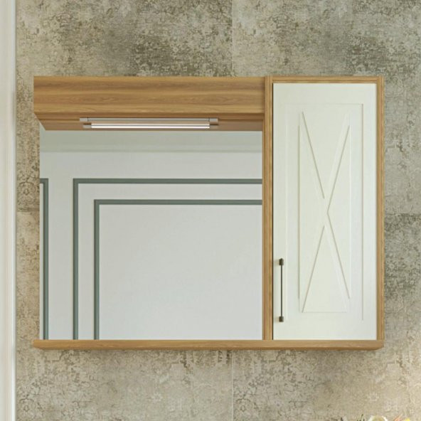 Denko Tokyo 100 cm MDF Ud Banyo Dolabı Aynalı Üst Modül