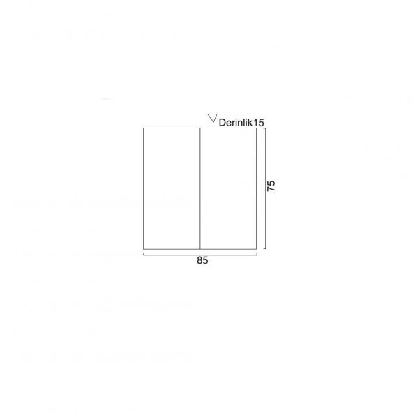 Denko Royal 90cm MDF Antrasit Gri Banyo Dolabı Aynalı Üst Modül - 3