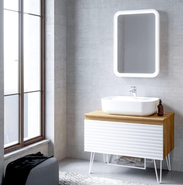 Denko Taylan 85 cm MDF Beyaz Banyo Dolabı Aynalı Üst Modülü - Resim 2