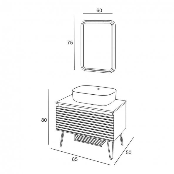 Denko Taylan 85 cm MDF Beyaz Banyo Dolabı Aynalı Üst Modülü - Resim 3