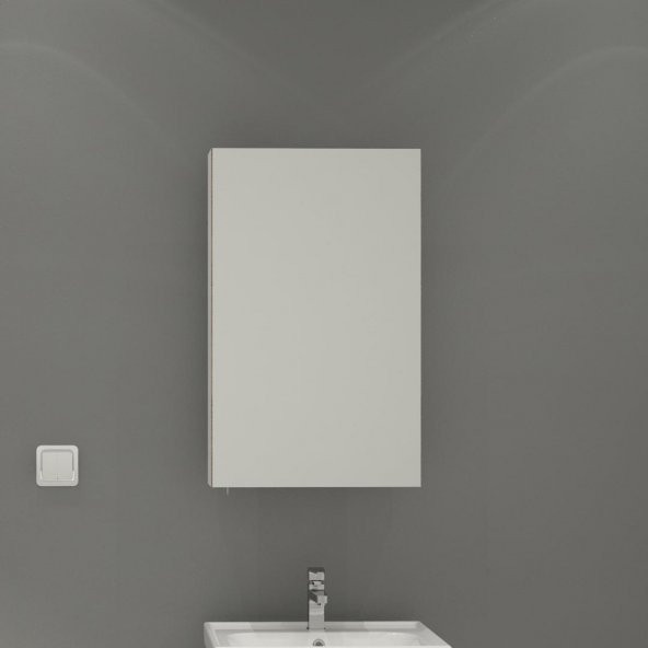 Denko Terra 50 cm MDF Beyaz Banyo Dolabı Aynalı Üst Modül ürün görseli