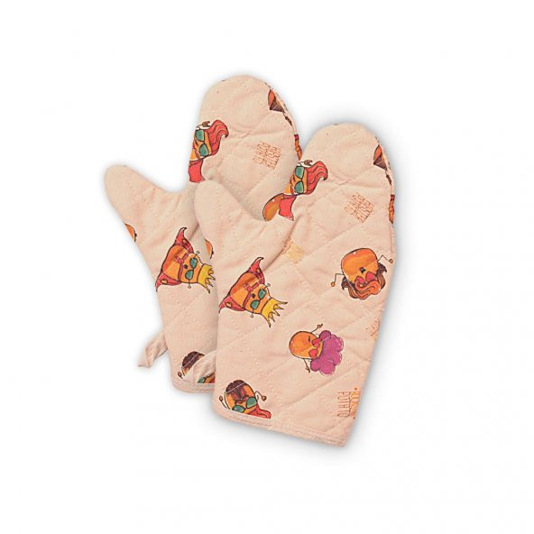 Molinella Yanmaz Kapitone Duck Kumaş Renkli Çift Fırın Eldiveni 20x27 cm - 4