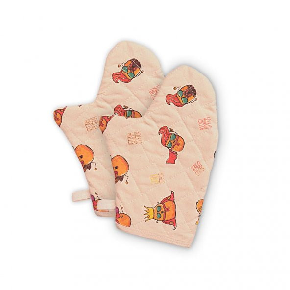 Molinella Yanmaz Kapitone Duck Kumaş Renkli Çift Fırın Eldiveni 20x27 cm - 6