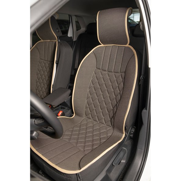 Space Elegance 2li Koltuk Kılıfı Set Minder Koyu Bej / KLMNY533 PREMİUM - 2