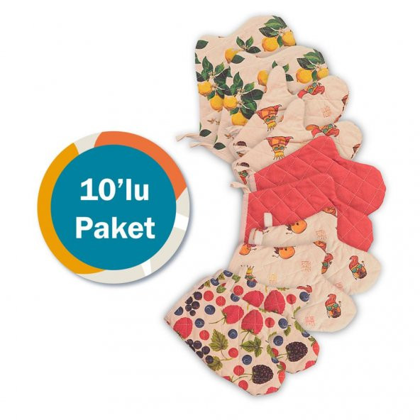 Molinella Yanmaz Kapitone Duck Kumaş Renkli Fırın Eldiveni 20x27 cm 10lu Paket - 2