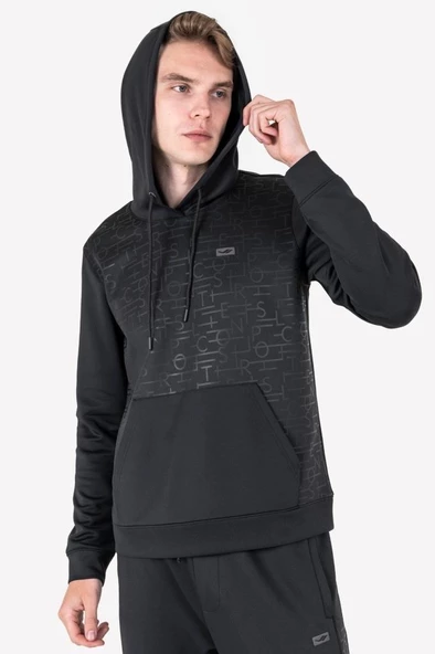Lescon 23NTES001137633 Siyah Erkek Kapüşonlu Sweatshirt