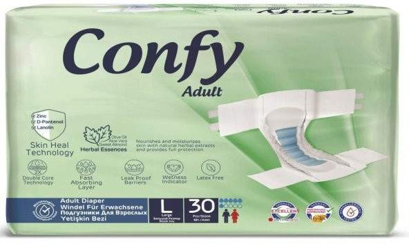 Confy Adult Yetişkin Bez Straıght Large Jumbo 30 lu