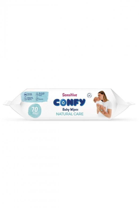 Confy Sensitive Bebeklere Özel Islak Mendil 70 Yaprak - Resim 3