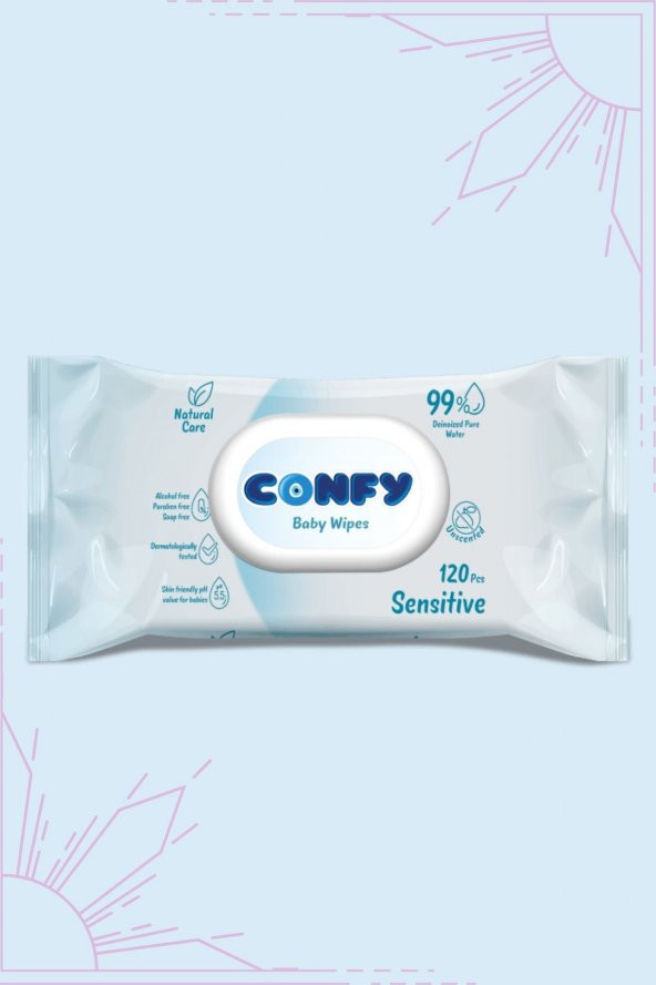 Confy Sensitive Bebeklere Özel Islak Mendil 120 Yaprak - Resim 2