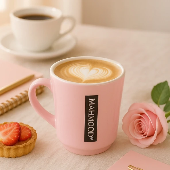 Mahmood Mottolu Pembe  Porselen Kupa - 3