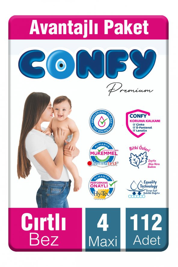 Confy Premium 4 Numara Bebek Bezi Maxi 7 - 14 Kg 112 Adet