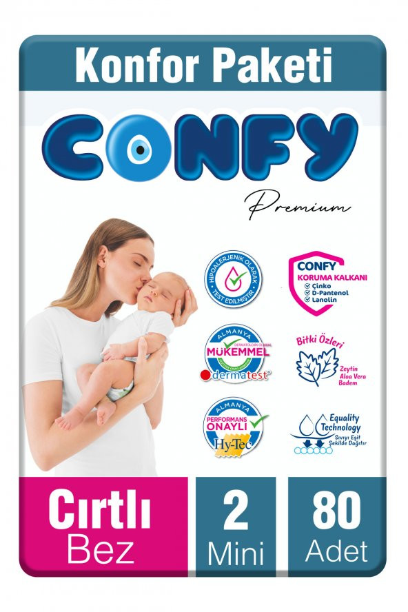 Confy Premium 2 Numara Bebek Bezi Mini 3 - 6 KG 80 Adet