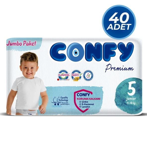 Confy Premium 5 Numara Bebek Bezi Junior 11 - 18 KG 40 Adet