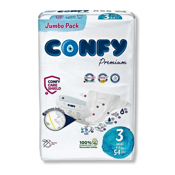 Confy Premium Bebek Bezi 3 Beden Midi 4 - 9 Kg  54 Adet - 2