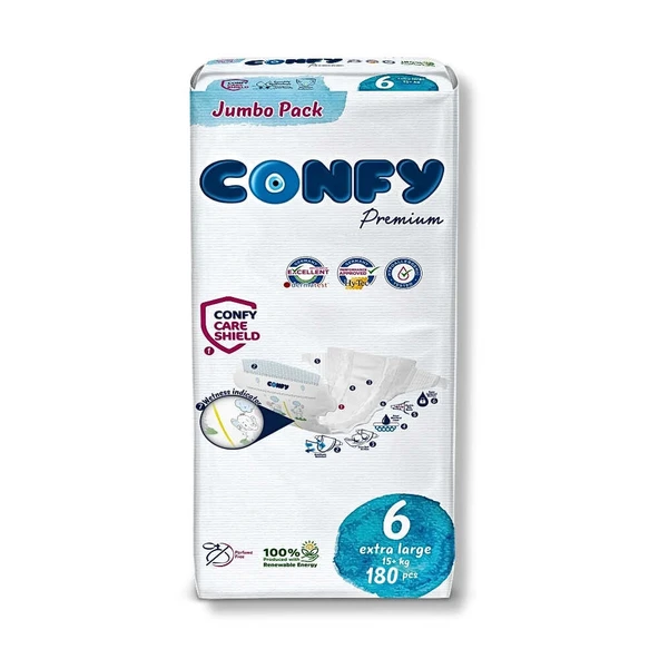 Confy Premium 6 Numara Bebek Bezi Extralarge 15 KG+ 180 Adet - Resim 2