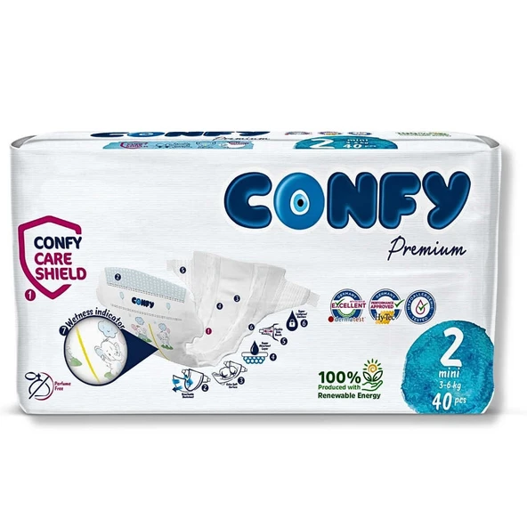 Confy Premium 2 Numara Bebek Bezi Mini 3 - 6 Kg 40 Adet - Resim 2