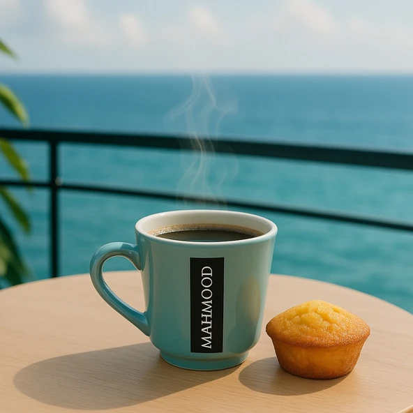 Mahmood Mottolu Mavi Porselen Kupa - 3