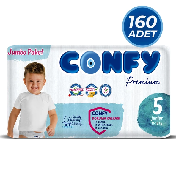 Confy Premium 5 Numara Bebek Bezi Junior 11 - 18 KG 160 Adet