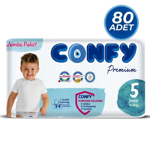 Confy Premium 5 Numara Bebek Bezi Junior 11 - 18 Kg 80 Adet