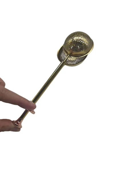 Gold Renkli Paslanmaz Çelik Pratik Çay Süzgeci - 3