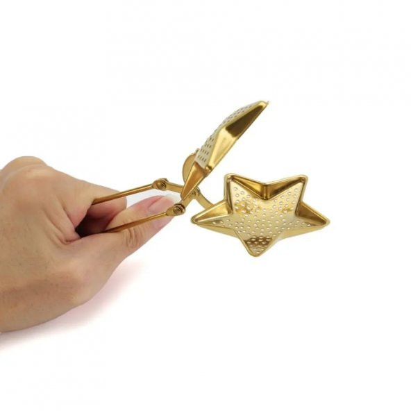 Yıldız Tasarımlı Gold Paslanmaz Çelik Çay Süzgeç - 3