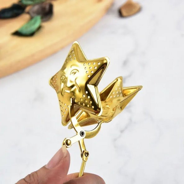 Yıldız Tasarımlı Gold Paslanmaz Çelik Çay Süzgeç - 4