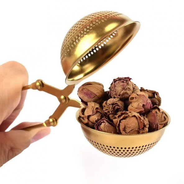 Küre Tasarımlı Gold Renkli Paslanmaz Çelik Çay Süzgeç - 3