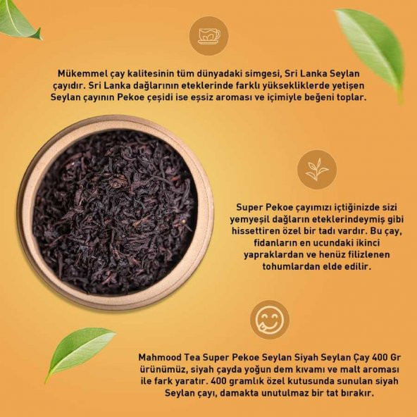 Mahmood Tea Super Pekoe Ithal Seylan Sri Lanka Ceylon Dökme Çayı 400 gr - 2