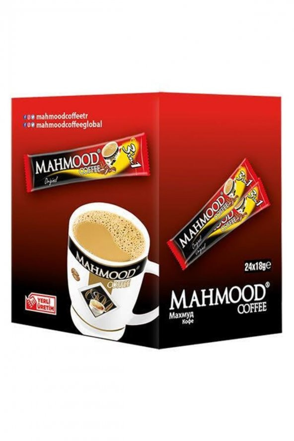 Mahmood Coffee 3 ü 1 Arada Hazır Kahve 24 Adet X 18 Gr