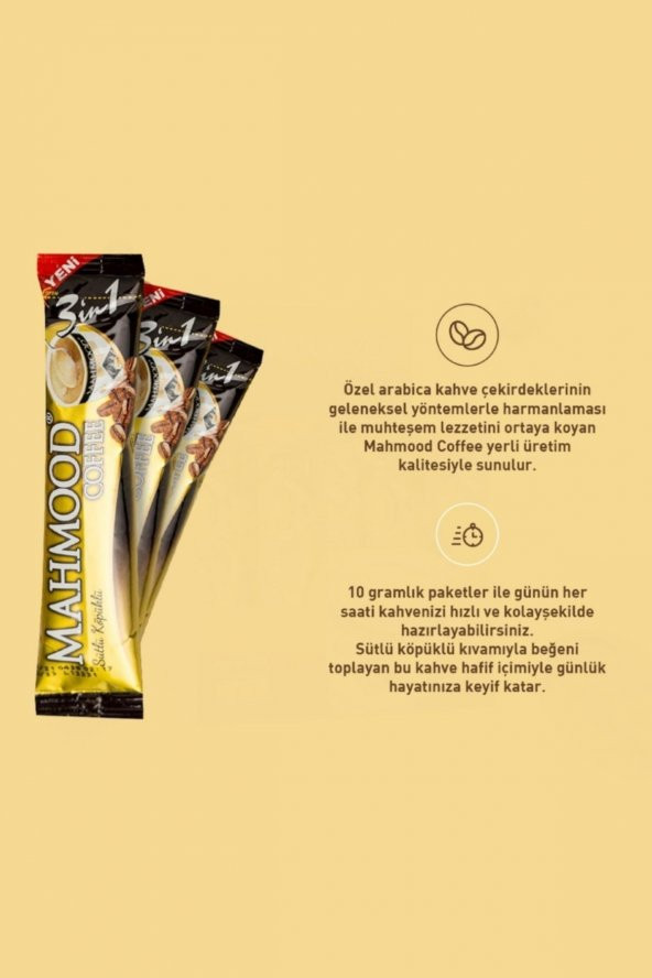 Mahmood Coffee 3'ü 1 Arada Sütlü Köpüklü 48'li Hazır Kahve - 4